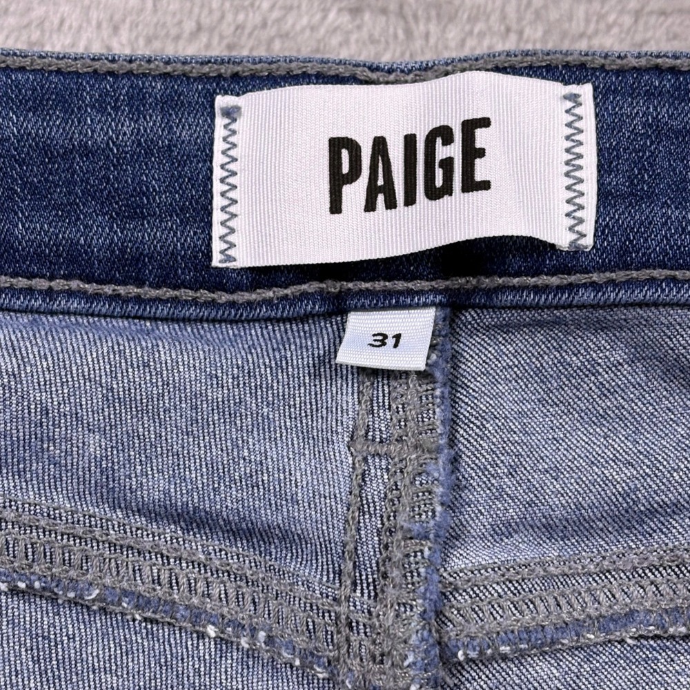 PAIGE Rory Crop Flare Jeans Blue‎ Distressed Raw Hem Size 31 (Msr 32x25) - Picture 4 of 15